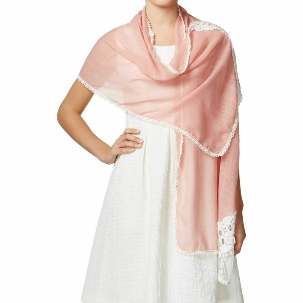 I-N-C Womens Asymmetrical Wrap pink scarf